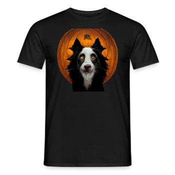 Border Collie d’Halloween - T-shirt homme - noir - Devant - AI Model Male 178 light (178cm)