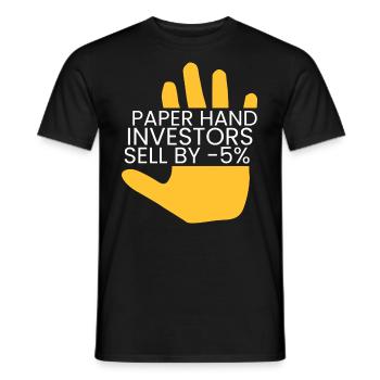 Paper hands sell by -5% - Men's T-Shirt - black - Front - AI Model Male 178 light (178cm)