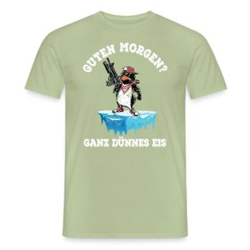 Guten Morgen? Ganz dünnes Eis - Männer T-Shirt - Sage - Vorne - AI Model Male 178 light (178cm)