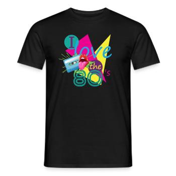 80s Retro Cassette 80s Outfit I Love the 80s - Men's T-Shirt - black - Front - AI Model Male 178 light (178cm)
