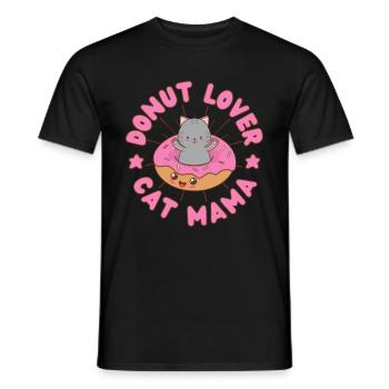 Donut Lover Cat Mama Donut Cat kawaii - T-shirt homme - noir - Devant - AI Model Male 178 light (178cm)