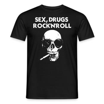 Sex Drugs Rocknroll Schädel Iro Punk Rock Musik - Männer T-Shirt - Schwarz - Vorne - AI Model Male 178 light (178cm)