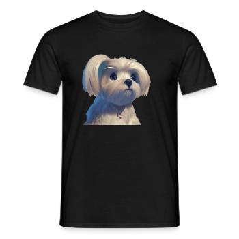 Malteser Hund - Malteser - Men's T-Shirt - black - Front - AI Model Male 178 light (178cm)