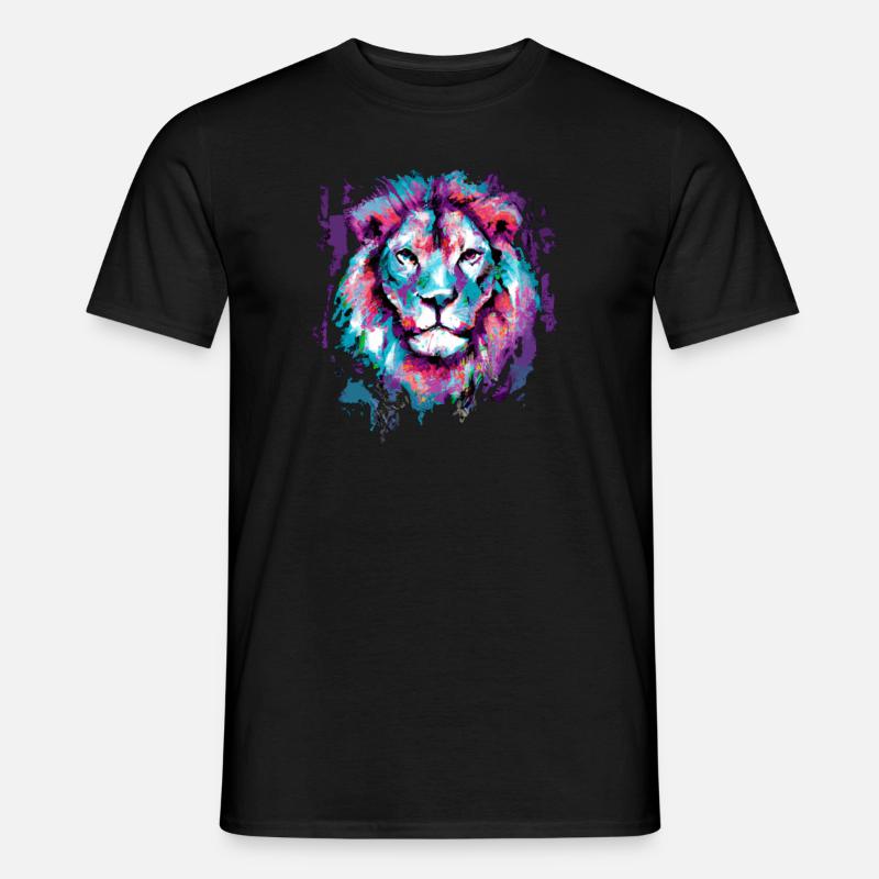 Löwe Kunst Malerei - Männer T-Shirt - Schwarz