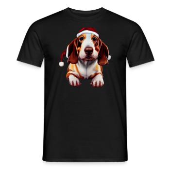 Basset Hound Christmas - Men's T-Shirt - black - Front - AI Model Male 178 light (178cm)