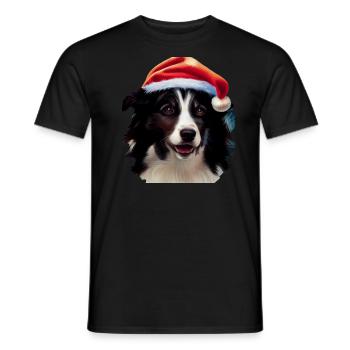 Border Collie Noël - T-shirt homme - noir - Devant - AI Model Male 178 light (178cm)