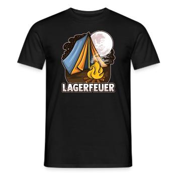 Lagerfeuer mit Zelt - Männer T-Shirt - Schwarz - Vorne - AI Model Male 178 light (178cm)