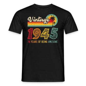 Vintage 1945, birthday gift 78 years - Men's T-Shirt - black - Front - AI Model Male 178 light (178cm)