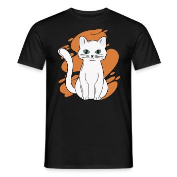 White Main Coon Cat Cat Outfit for - Men's T-Shirt - black - Front - AI Model Male 178 light (178cm)