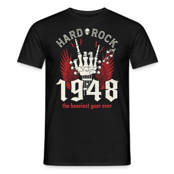 Born in 1948 Musician Party 75 Years Anniversary - Men's T-Shirt - black - Front - AI Model Male 178 light (178cm)