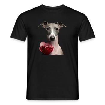 Italian Greyhound Valentins Tag - Männer T-Shirt - Schwarz - Vorne - AI Model Male 178 light (178cm)