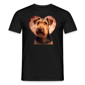 Airedale Terrier Valentins Tag - Männer T-Shirt - Schwarz - Vorne - AI Model Male 178 light (178cm)