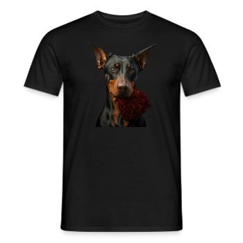 Dobermann Valentins Tag - Männer T-Shirt - Schwarz - Vorne - AI Model Male 178 light (178cm)