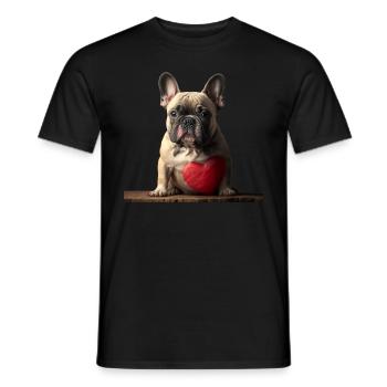 Français Bulldog Saint-Valentin - T-shirt homme - noir - Devant - AI Model Male 178 light (178cm)