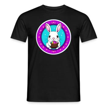 Lapin de Pâques et panier de Pâques - T-shirt homme - noir - Devant - AI Model Male 178 light (178cm)