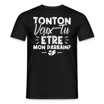 Tonton Veux tu être Mon Parrain? - T-shirt homme - noir - Devant - AI Model Male 178 light (178cm)