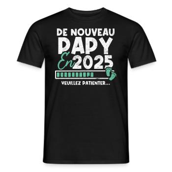 De nouveau papy en 2025 - T-shirt homme - noir - Devant - AI Model Male 178 light (178cm)