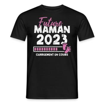 Future maman 2023 chargement en cours - T-shirt homme - noir - Devant - AI Model Male 178 light (178cm)