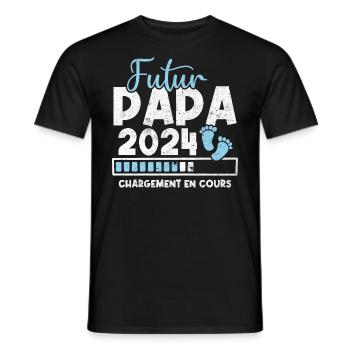 Futur papa 2024 chargement en cours - T-shirt homme - noir - Devant - AI Model Male 178 light (178cm)