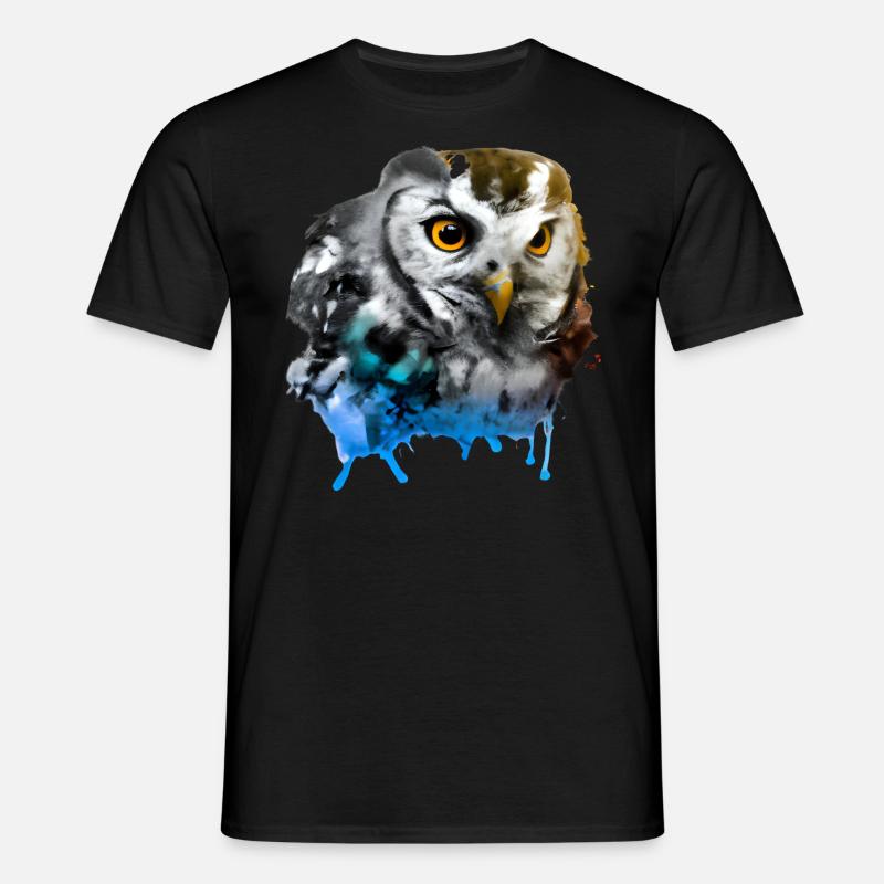 Bunte Eule - Männer T-Shirt - Schwarz