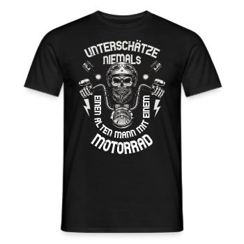 Unterschätze niemals einen alten Mann Motorrad - Männer T-Shirt - Schwarz - Vorne - AI Model Male 178 light (178cm)