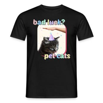 Cat Memes - Bad Luck Pet Cats - Men's T-Shirt - black - Front - AI Model Male 178 light (178cm)
