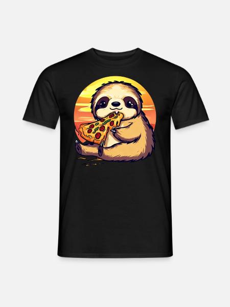 Pizza sloth in the sunset - Men's T-Shirt - black
