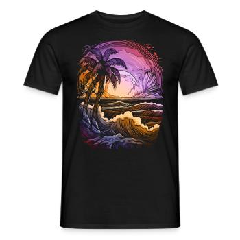 Coucher de soleil Palmiers de mer Vacances d’été - T-shirt homme - noir - Devant - AI Model Male 178 light (178cm)