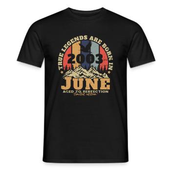 2003 Juin Vintage Nées En Juin 2003 Anniversaire - T-shirt homme - noir - Devant - AI Model Male 178 light (178cm)