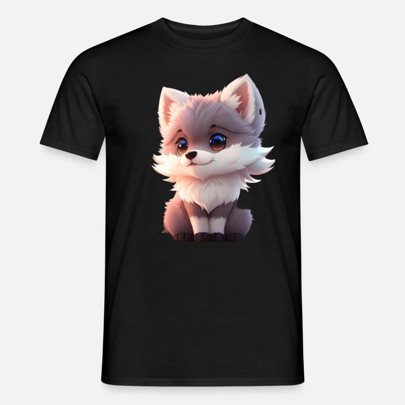 Cute Tiny Hyperrealistic Anime Wolf Tee, Pet - Men’s T-shirt - black