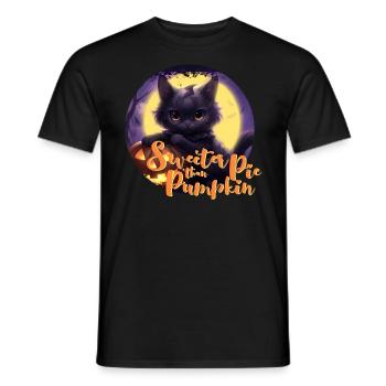 Cat sweeter pumpkin pie Halloween Moon - Men's T-Shirt - black - Front - AI Model Male 178 light (178cm)