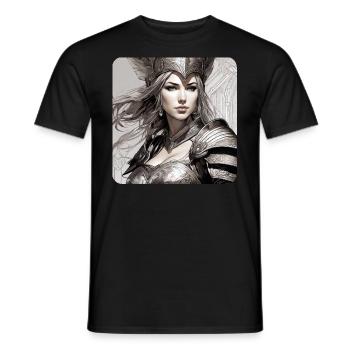 Fantasy Anime Girl Viking Germanic Trigues Middle Ages - Men's T-Shirt - black - Front - AI Model Male 178 light (178cm)