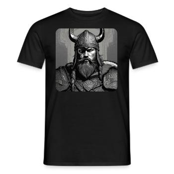 Proud Viking with Horns Helmet Germanic Berserker - Men's T-Shirt - black - Front - AI Model Male 178 light (178cm)