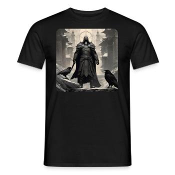 Proud dark knight with ravens - Men's T-Shirt - black - Front - AI Model Male 178 light (178cm)