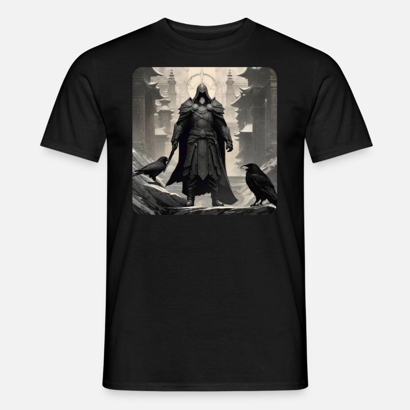 Proud dark knight with ravens - Men's T-Shirt - black