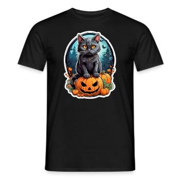 Modèle vierge de chat d’Halloween 3.0 - T-shirt homme - noir - Devant - AI Model Male 178 light (178cm)