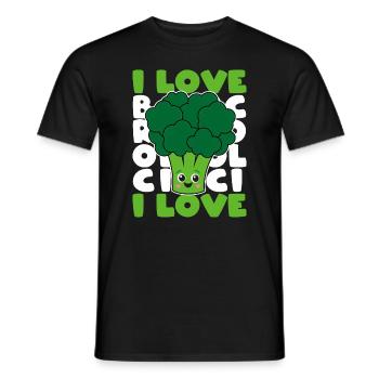 I Love Broccoli Broccoli Vegetable Vegan Gift - Men's T-Shirt - black - Front - AI Model Male 178 light (178cm)