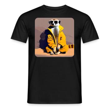 Suricate cool paresseux en lunettes de soleil - T-shirt homme - noir - Devant - AI Model Male 178 light (178cm)