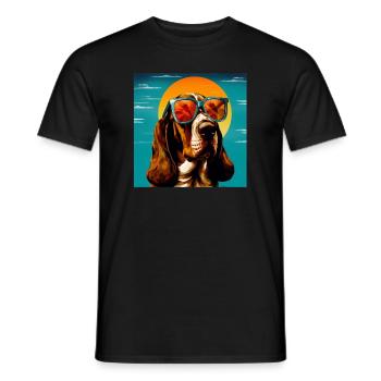 Basset Hound Cool - Basset Hound Hund - Männer T-Shirt - Schwarz - Vorne - AI Model Male 178 light (178cm)