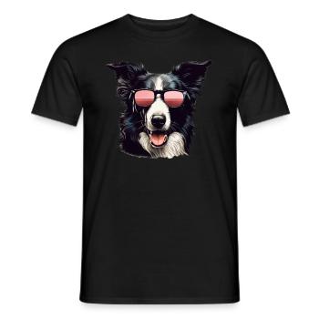 Border Collie Cool - Border Collie - T-shirt homme - noir - Devant - AI Model Male 178 light (178cm)