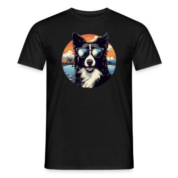 Border Collie Cool - Chien Border Collie - T-shirt homme - noir - Devant - AI Model Male 178 light (178cm)