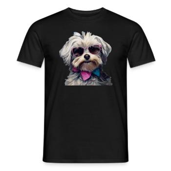 Havaneser Cool - Havaneser Hund - Männer T-Shirt - Schwarz - Vorne - AI Model Male 178 light (178cm)