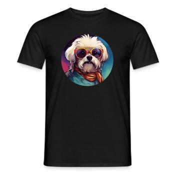 Maltese Cool - Maltese Dog - Men's T-Shirt - black - Front - AI Model Male 178 light (178cm)