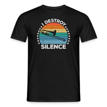 Destroy Silence Marching Band Trombone Trombonist - Men's T-Shirt - black - Front - AI Model Male 178 light (178cm)