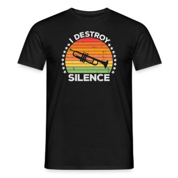I Destroy Silence Marching Band Trumpet Trumpeter - Men's T-Shirt - black - Front - AI Model Male 178 light (178cm)