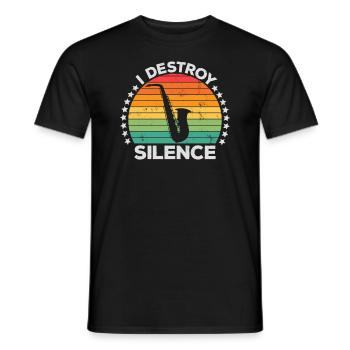 Destroy Silence Woodwind Sax Saxophone Saxophonist - Men's T-Shirt - black - Front - AI Model Male 178 light (178cm)