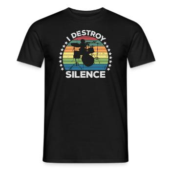 I Destroy Silence Percussion Drummer Percussionist - Men's T-Shirt - black - Front - AI Model Male 178 light (178cm)