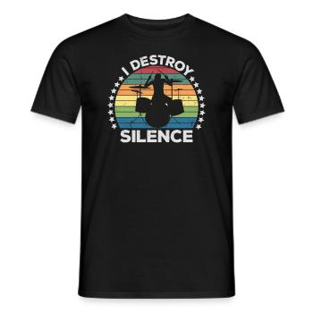 I Destroy Silence Percussion Drummer Percussionist - Men's T-Shirt - black - Front - AI Model Male 178 light (178cm)