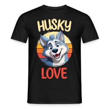 Husky Liebe Hund Schlittenhund Hunderasse Winter - Männer T-Shirt - Schwarz - Vorne - AI Model Male 178 light (178cm)