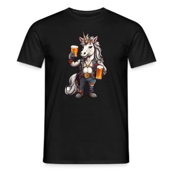 Einhorn mit Bier in der Hand - Männer T-Shirt - Schwarz - Vorne - AI Model Male 178 light (178cm)